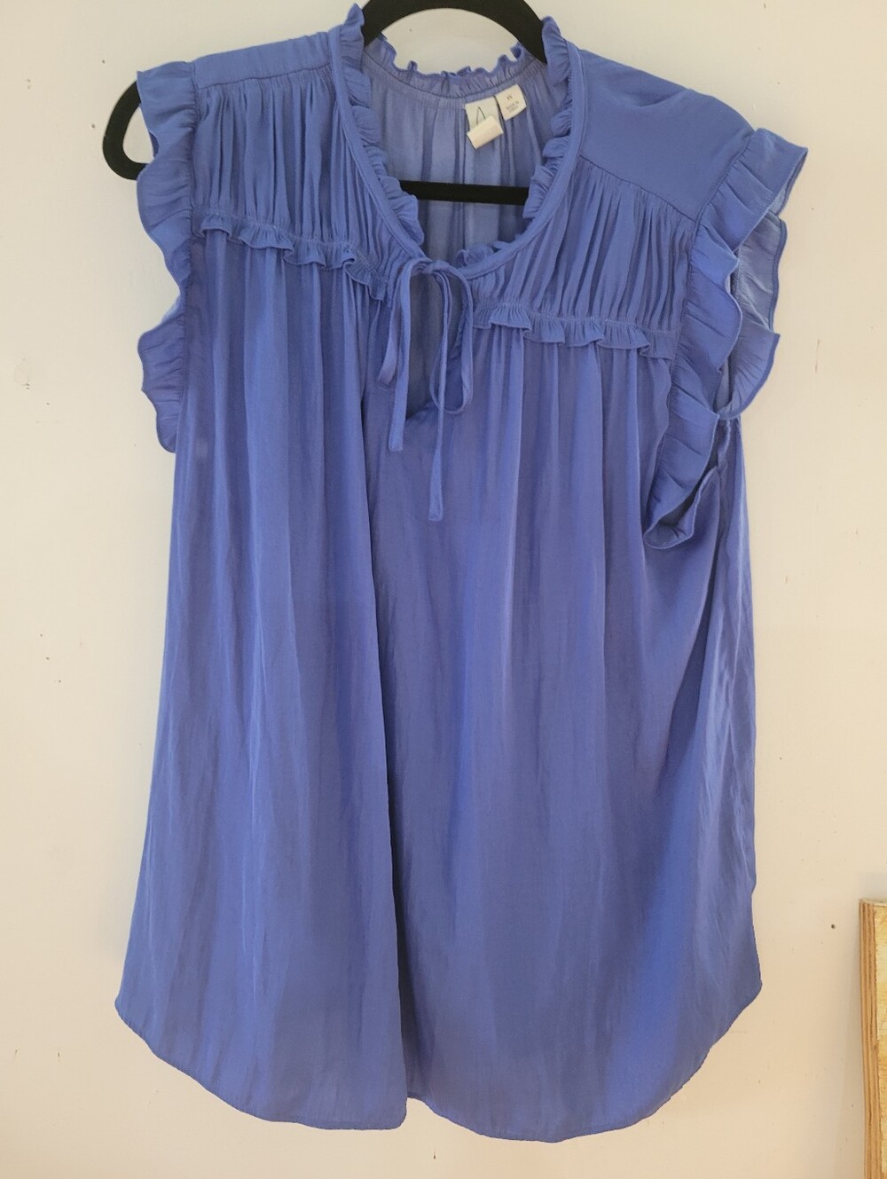 Joie 1X Sleeveless Ruffle Tie-Neck Top - Periwinkle Blue